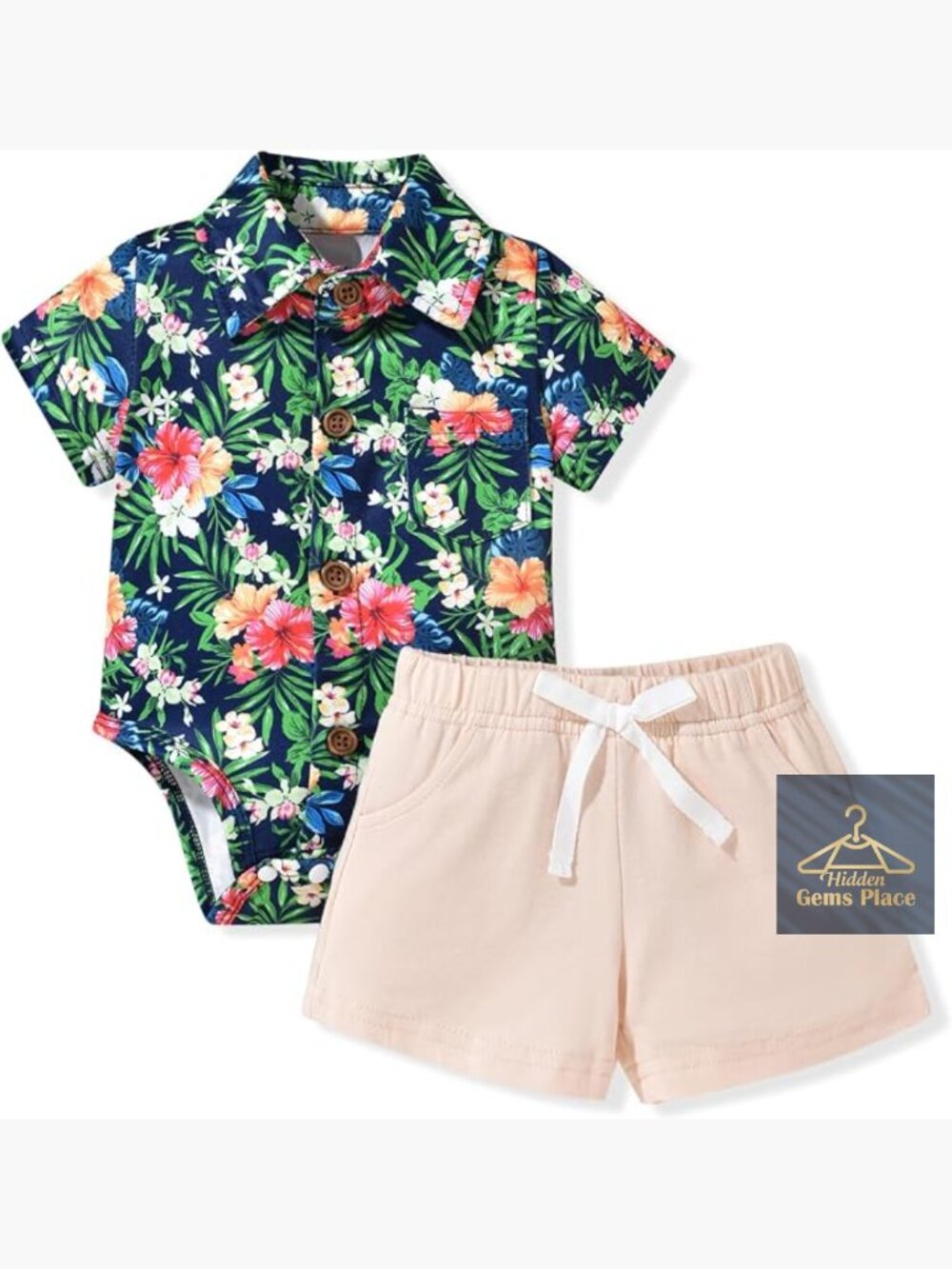 Baby Boy Hawaiian Shirt Romper & Shorts Set Two Piece Outfit